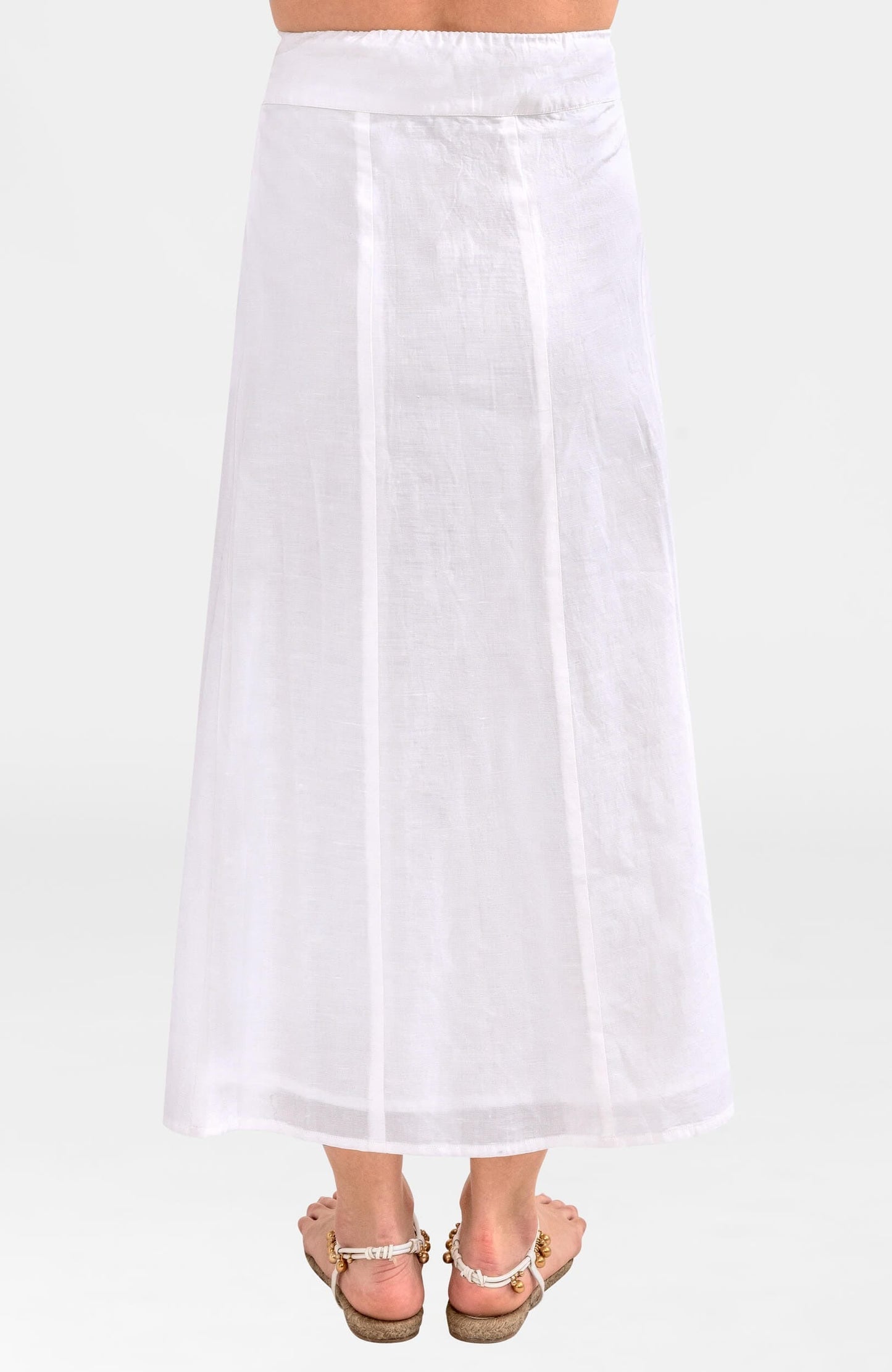 Solid Linen Gored Skirt