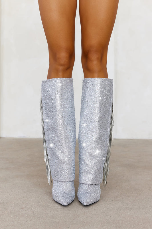 Sanya Knee High Boots Rhinestone