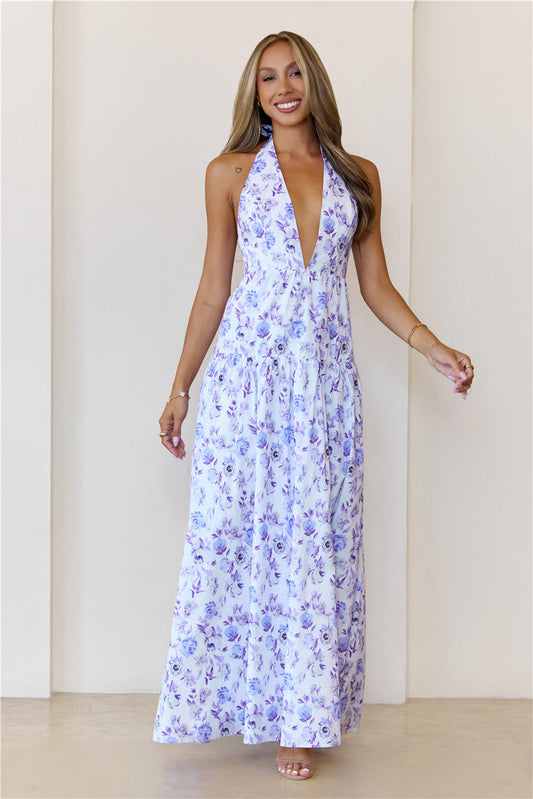 Wardrobe Goals Halter Maxi Dress Lilac