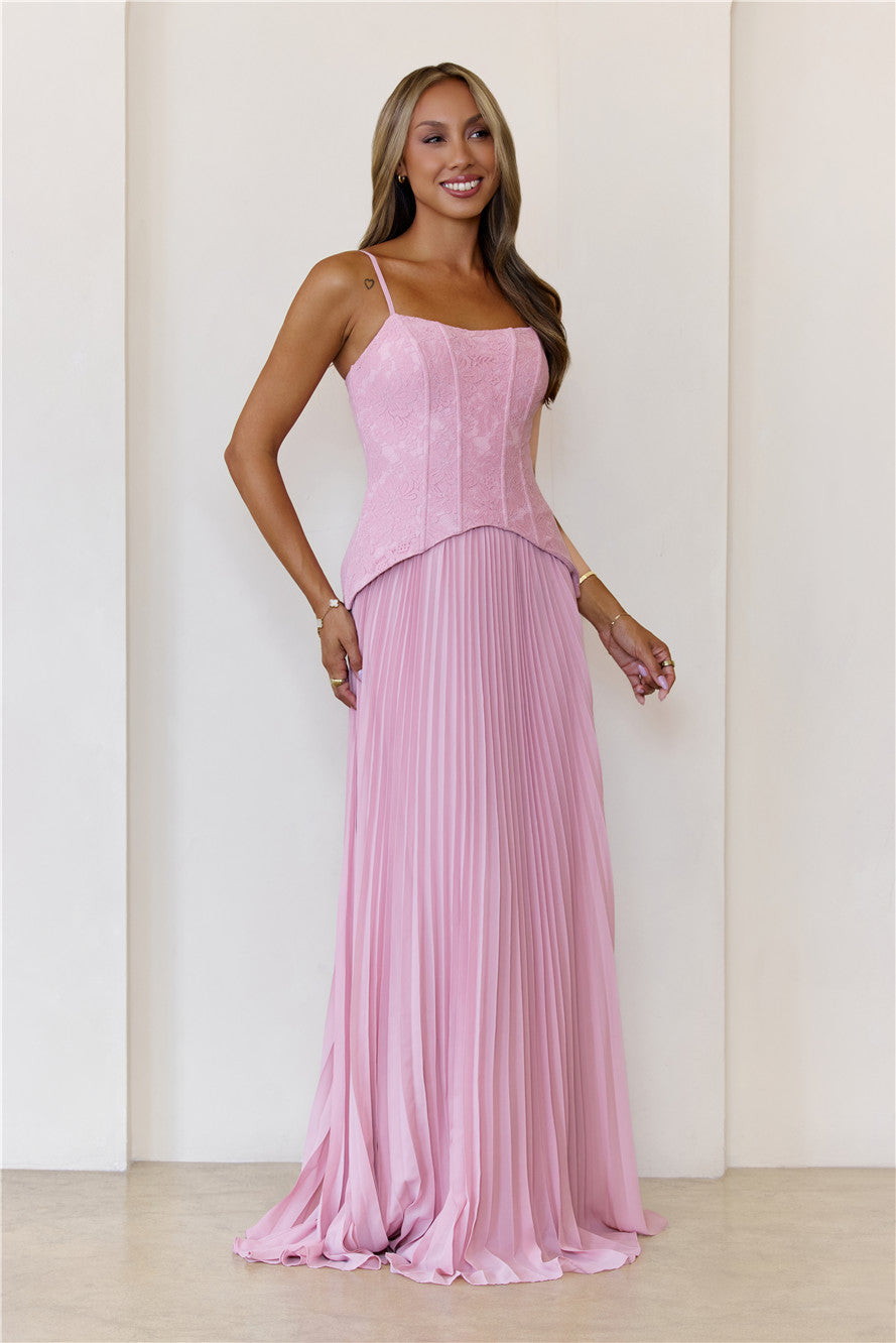 Refined Shine Maxi Dress Pink