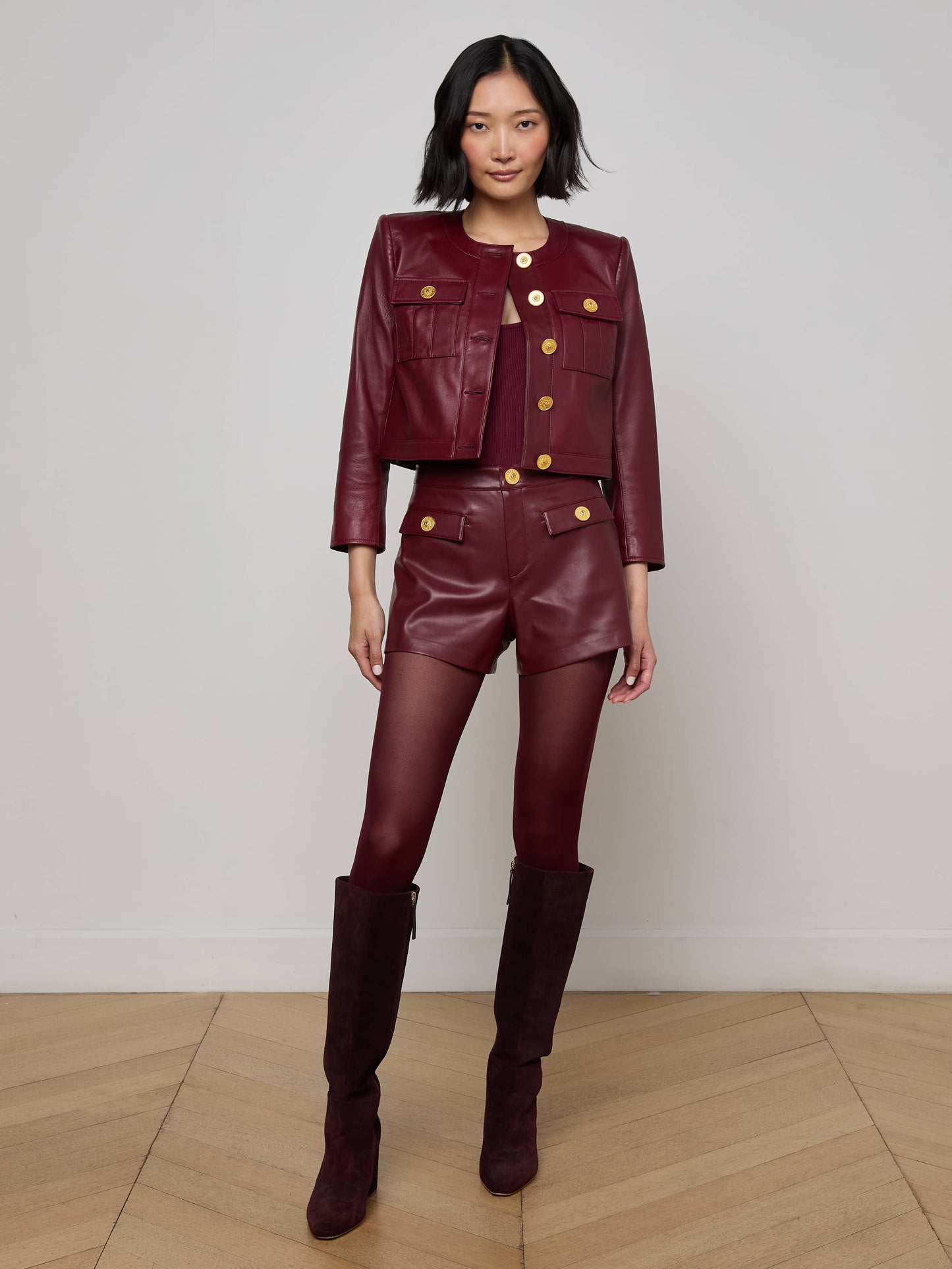 Deidra Cropped Leather Jacket