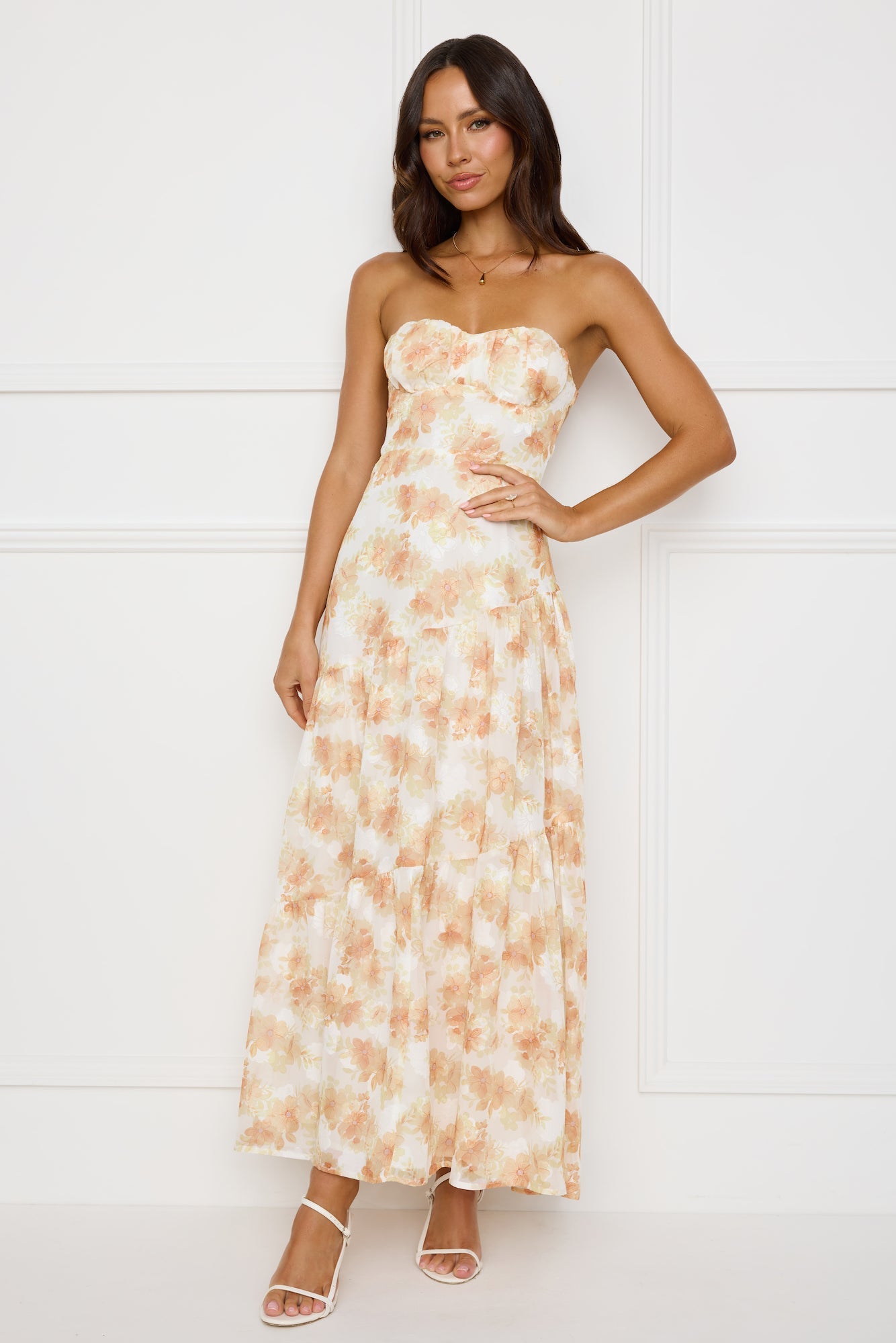 Autumn Clover Strapless Maxi Dress Orange