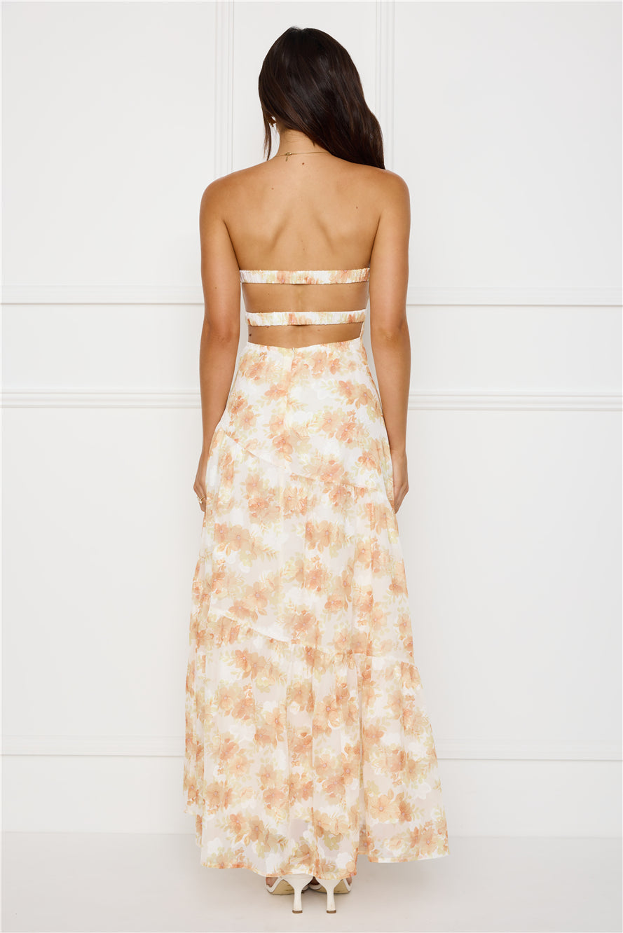 Autumn Clover Strapless Maxi Dress Orange