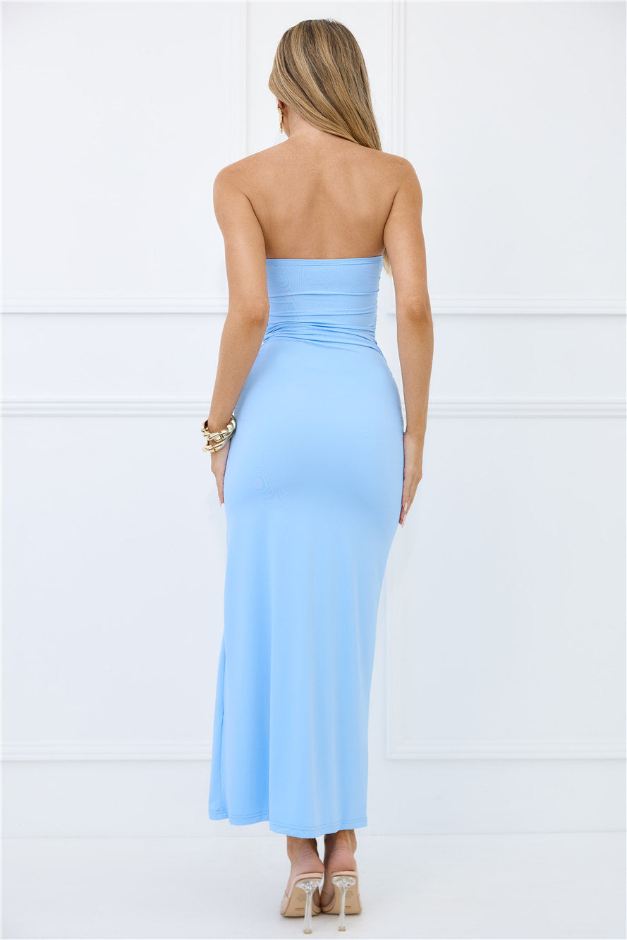 Stylish Days Strapless Maxi Dress Blue