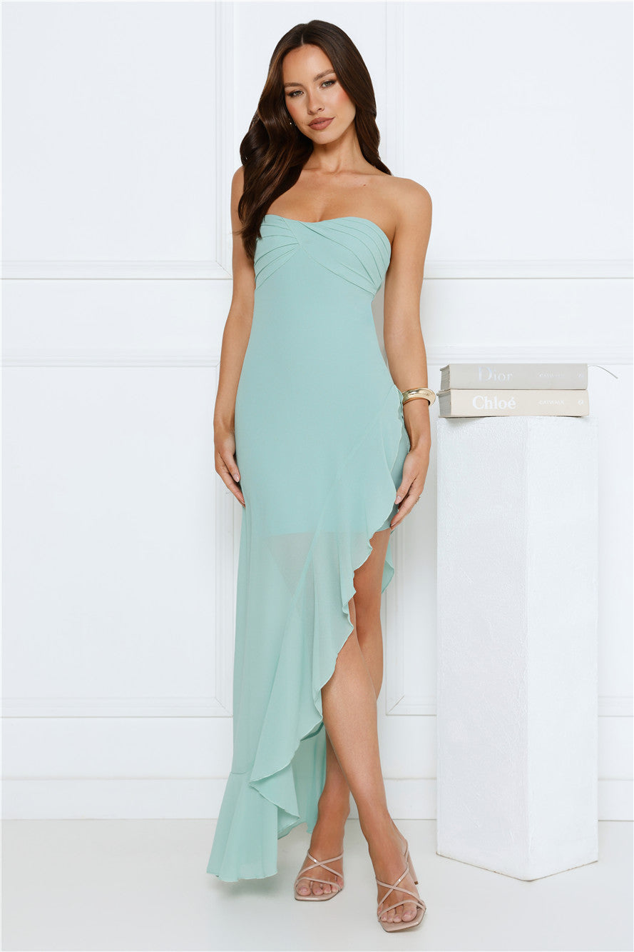 Sparkle Every Day Strapless Maxi Dress Sage