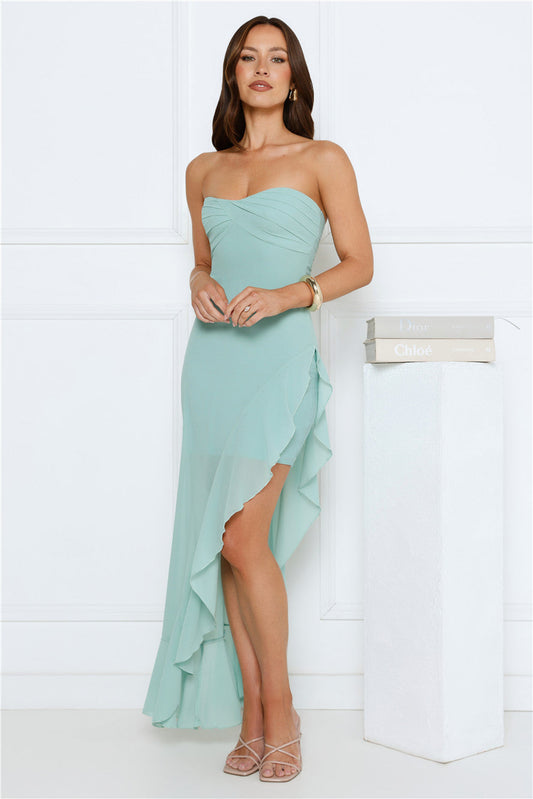 Sparkle Every Day Strapless Maxi Dress Sage