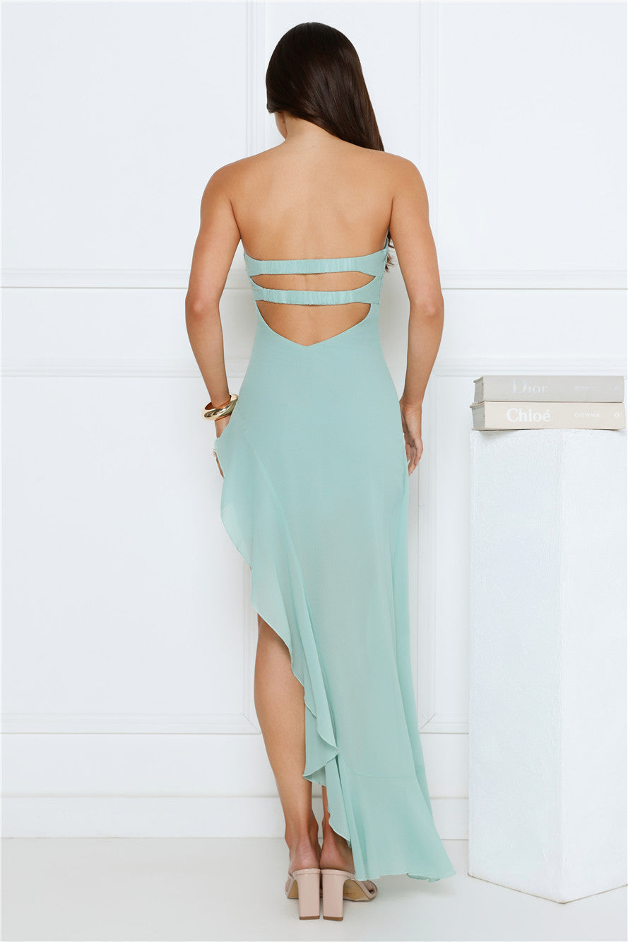 Sparkle Every Day Strapless Maxi Dress Sage