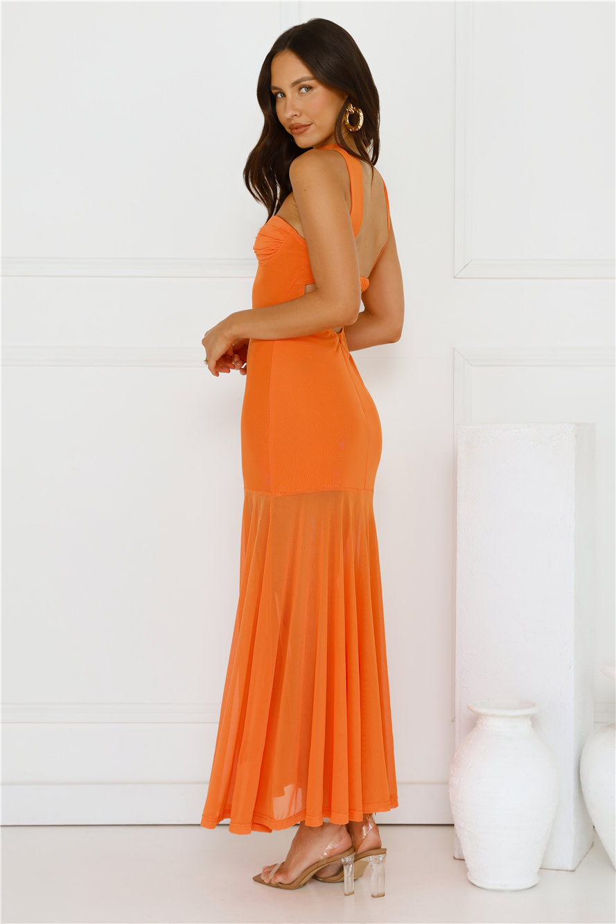 Serene Sway Strapless Maxi Dress Orange
