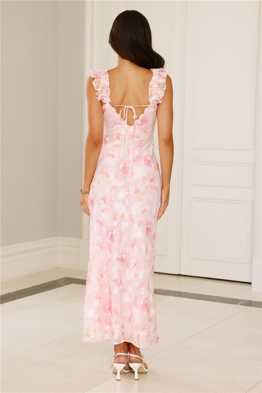 Rose Whisper Midi Dress Pink