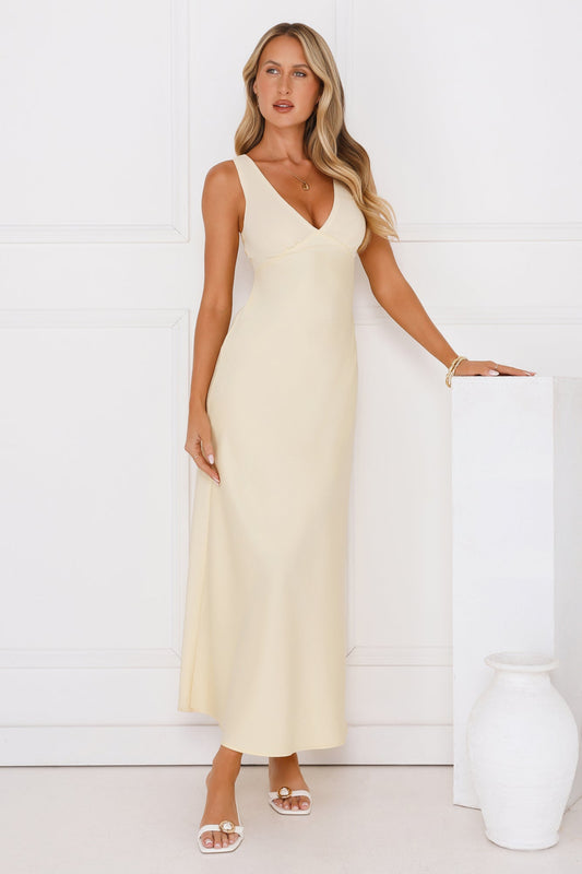 Butter Love Satin Maxi Dress Yellow