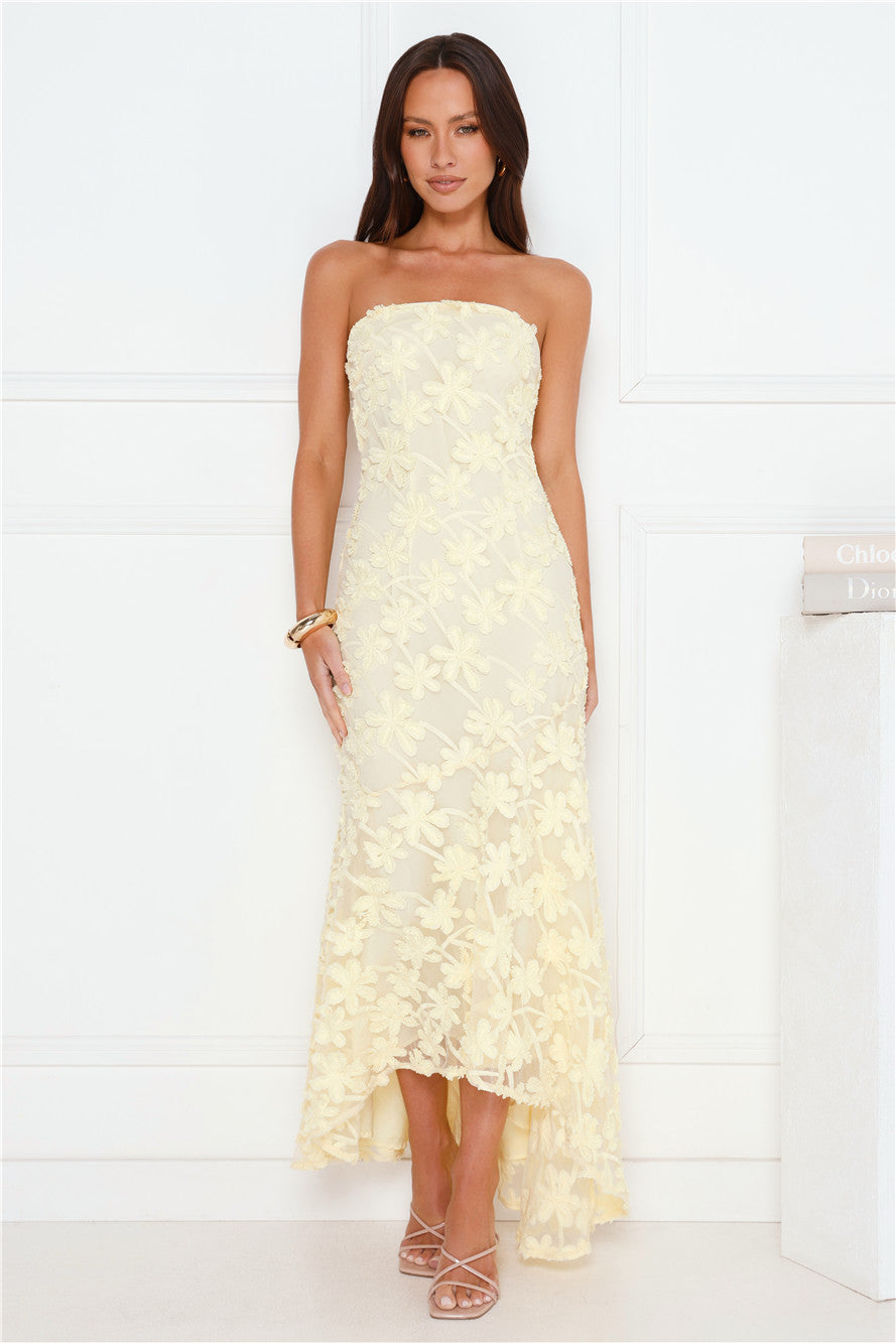 Urban Petal Strapless Maxi Dress Yellow