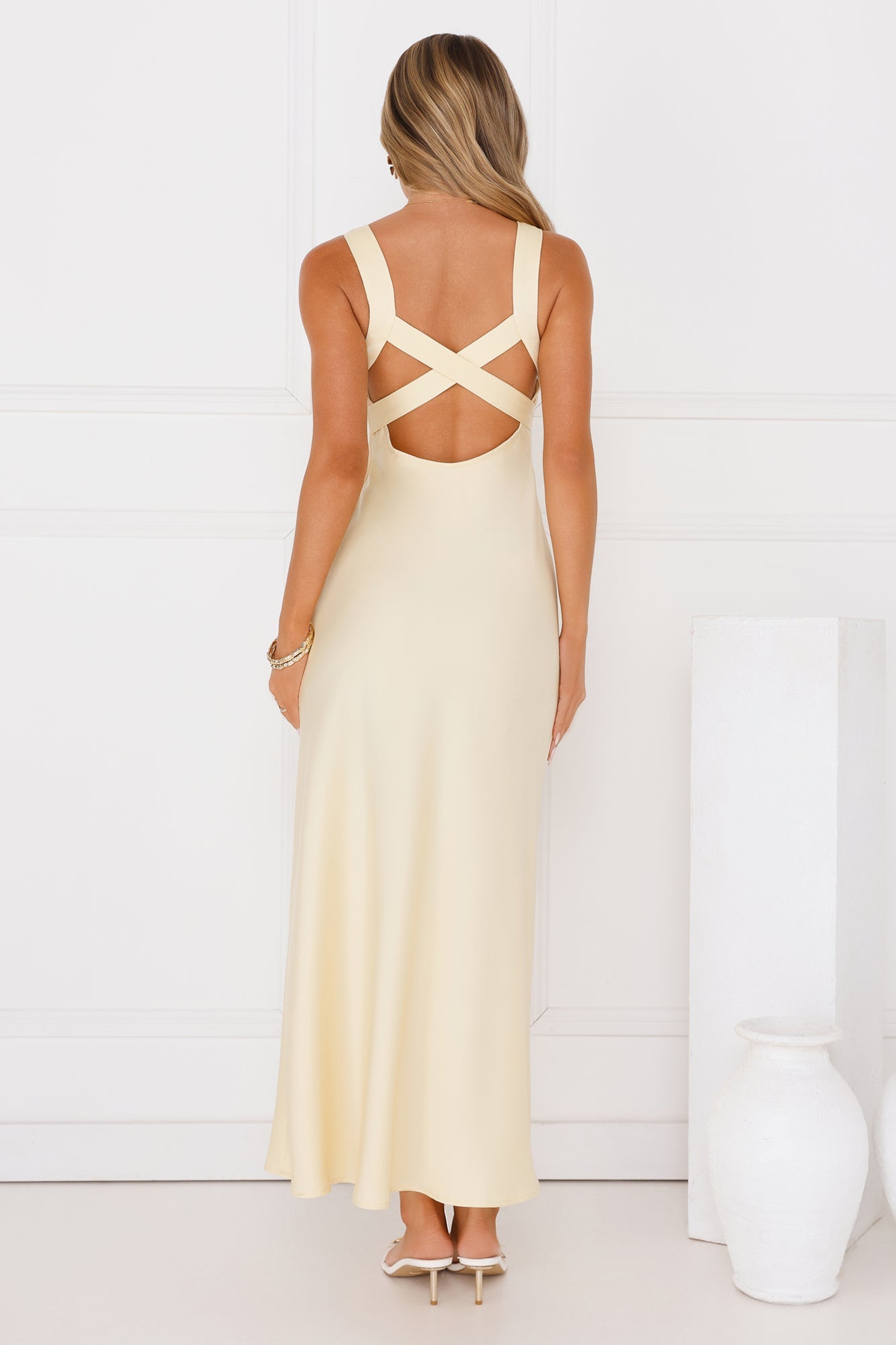 Butter Love Satin Maxi Dress Yellow