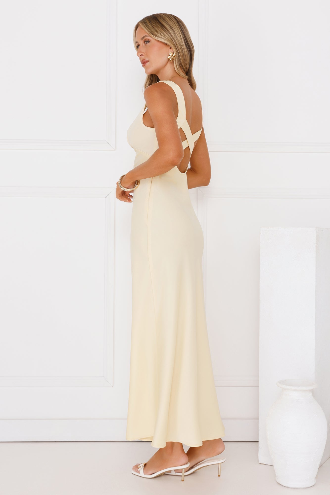 Butter Love Satin Maxi Dress Yellow