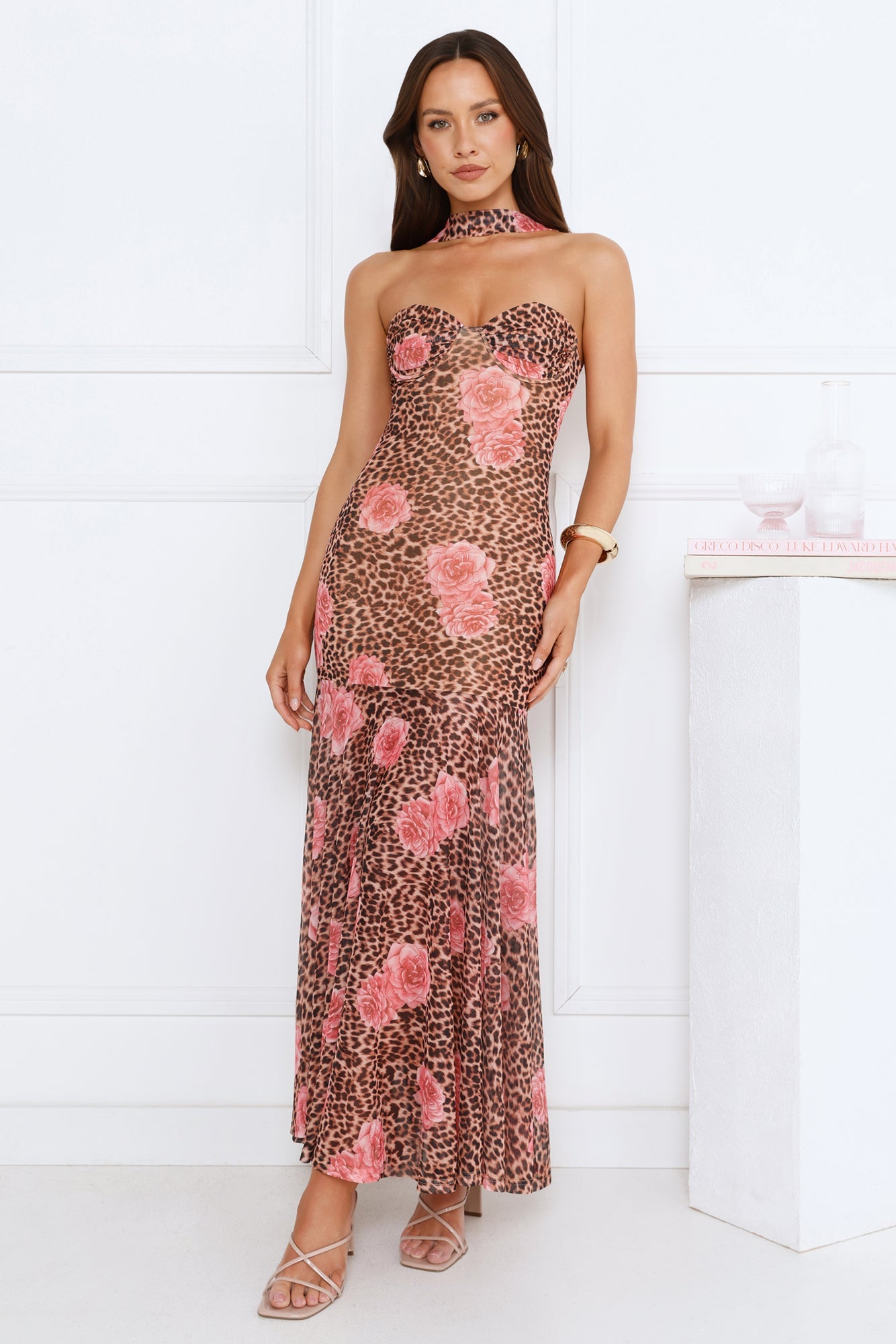 Styled To Swoon Strapless Maxi Dress Leopard