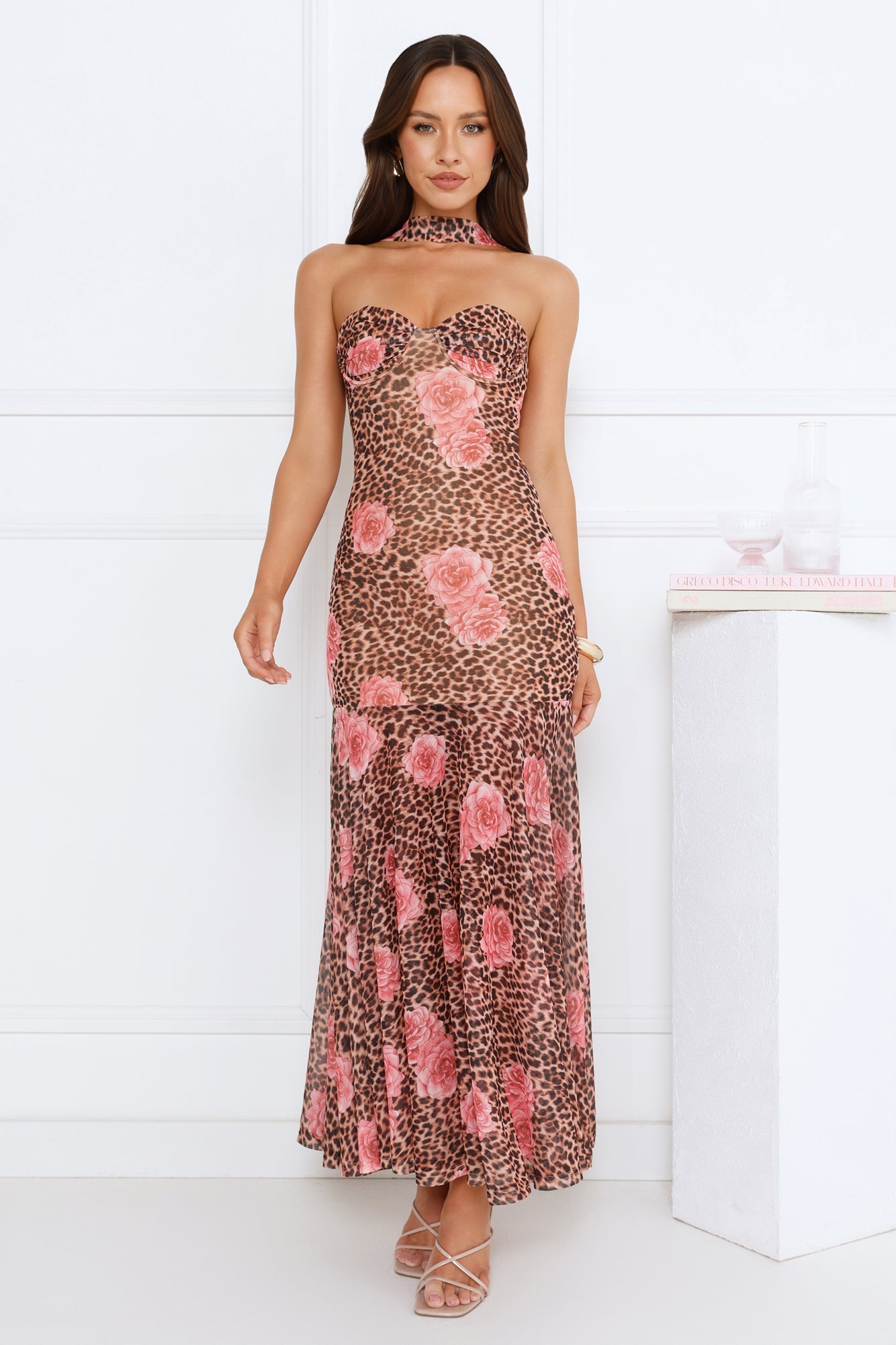 Styled To Swoon Strapless Maxi Dress Leopard