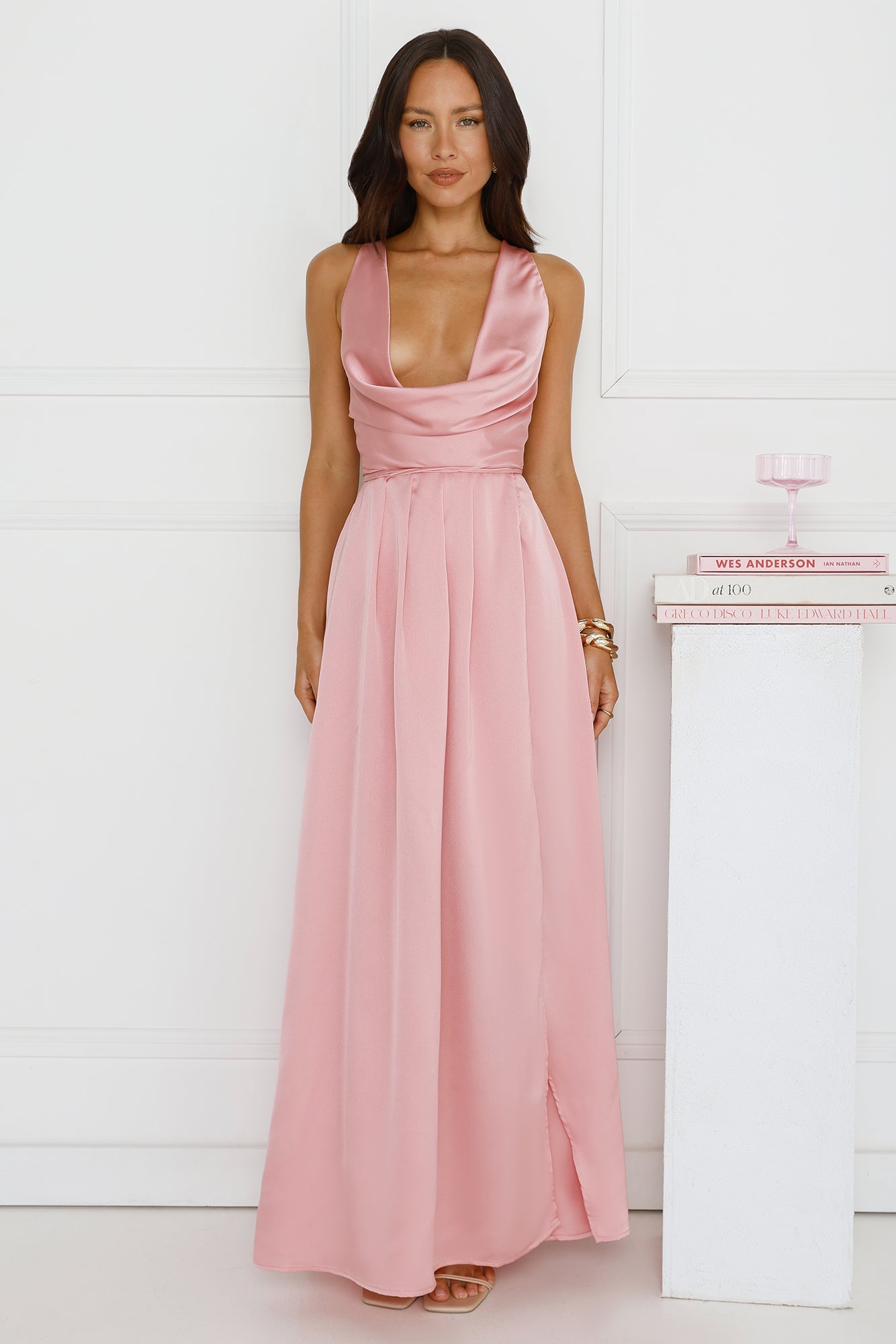 Lush Whispers Satin Maxi Dress Pink
