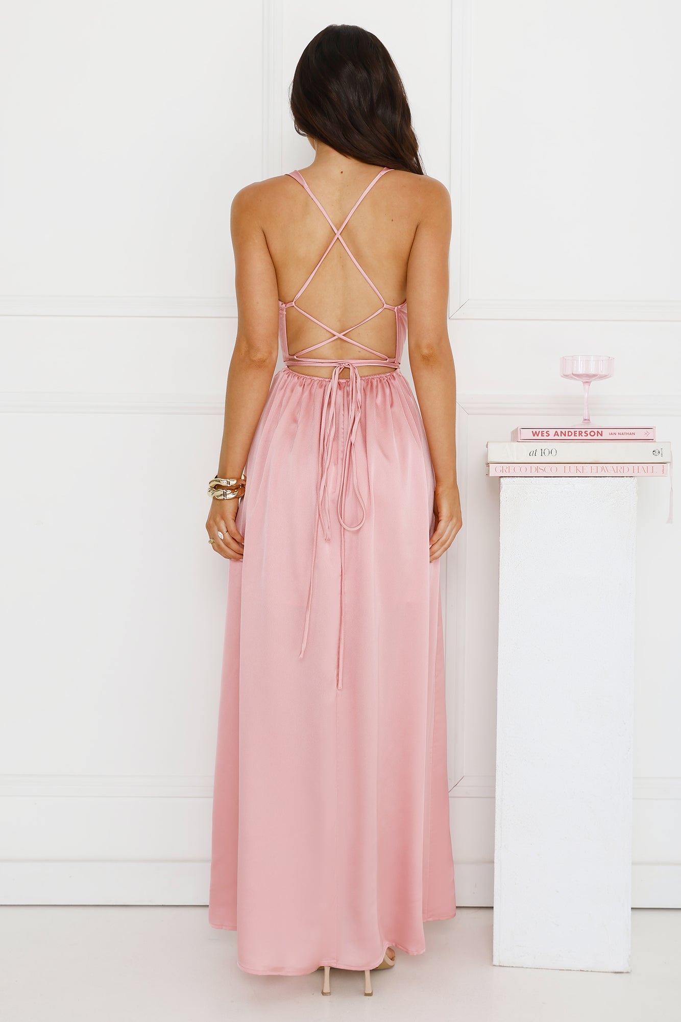 Lush Whispers Satin Maxi Dress Pink