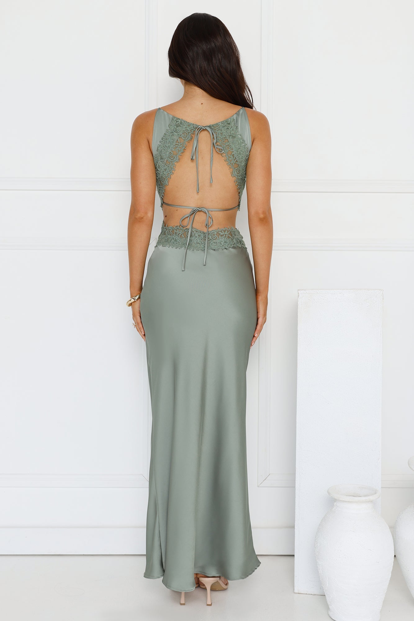 Satin Embrace Maxi Dress Sage