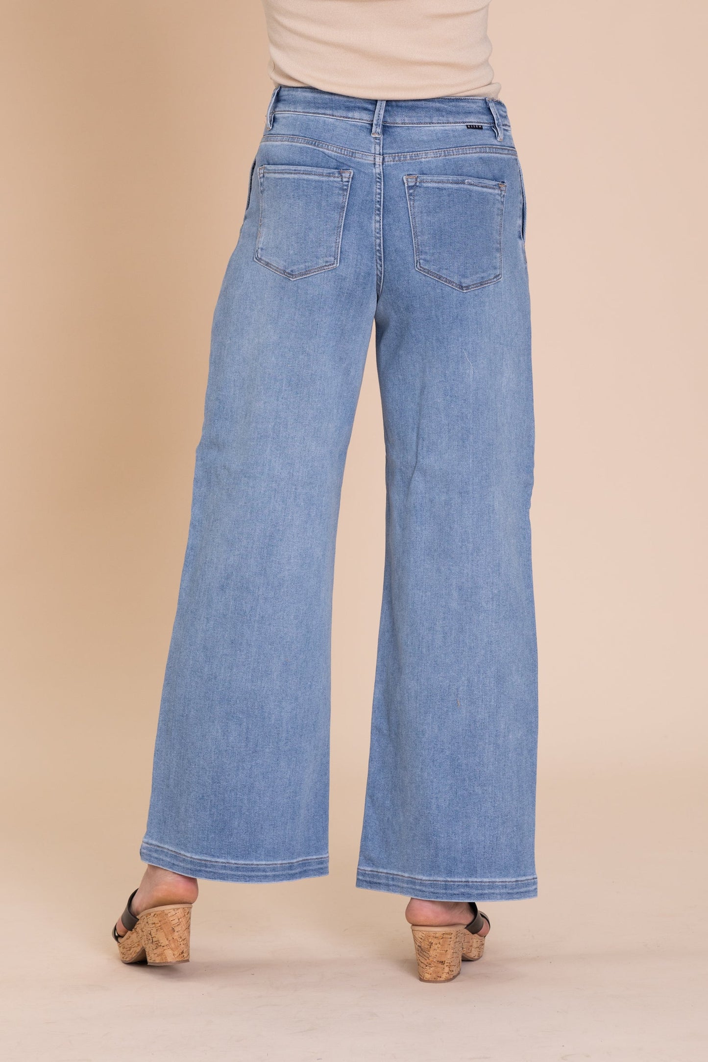 Risen Medium Wash Mid Rise Wide Relaxed Jeans