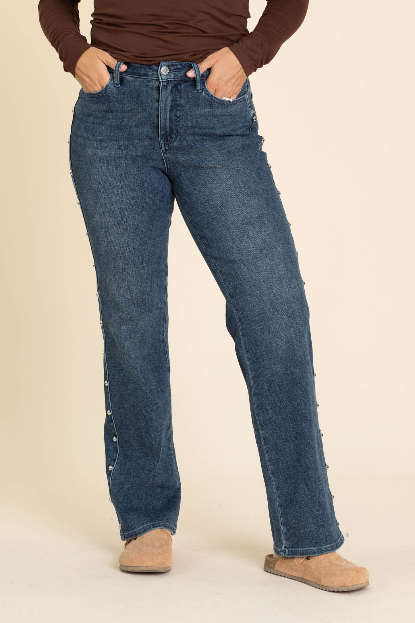 Judy Blue Straight Dome Studs Detail Jeans
