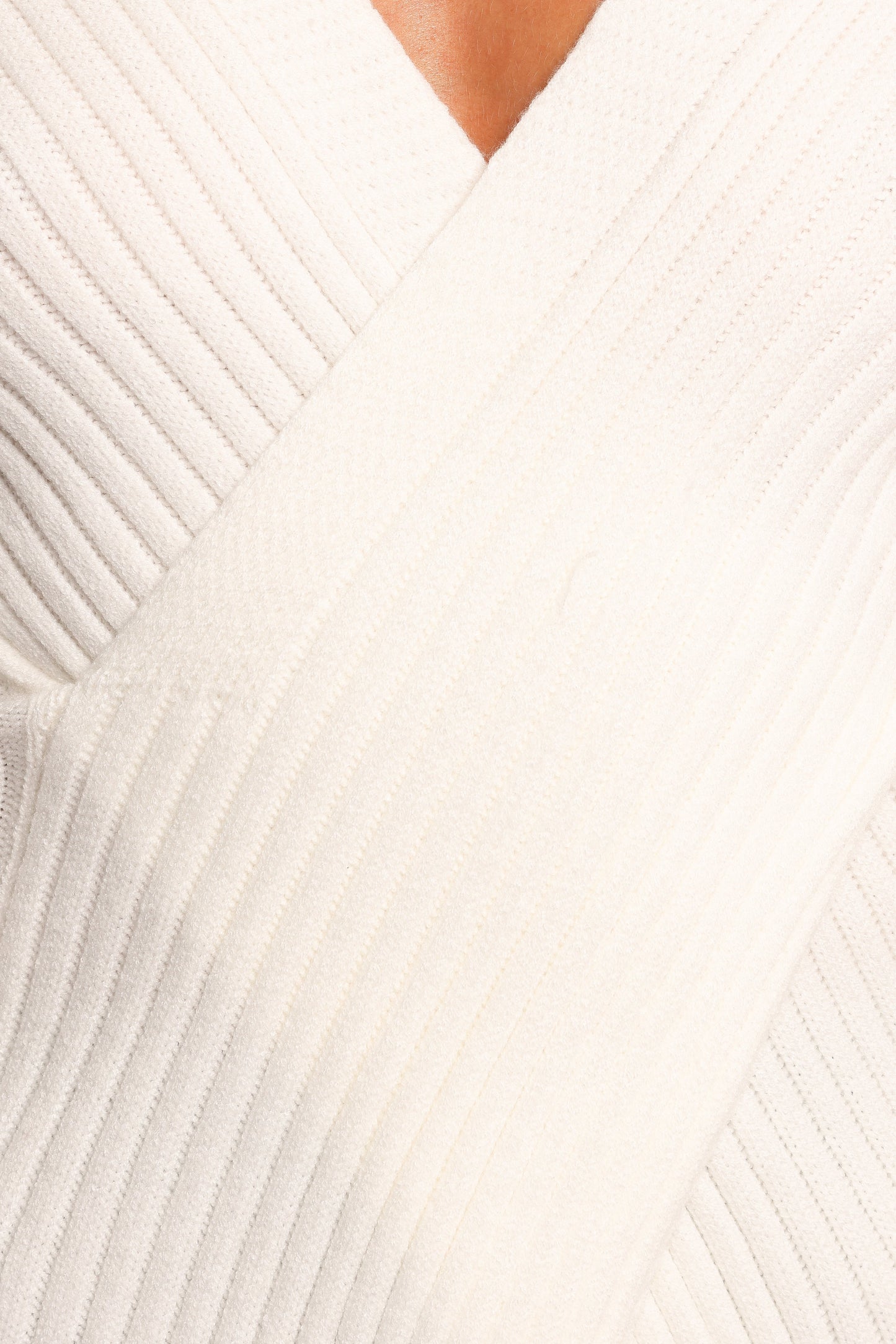 Hannon ribbed Crossover knit Sweater - White