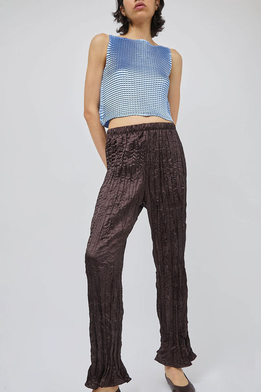 Nin Studio Crinkle Pant in Brown