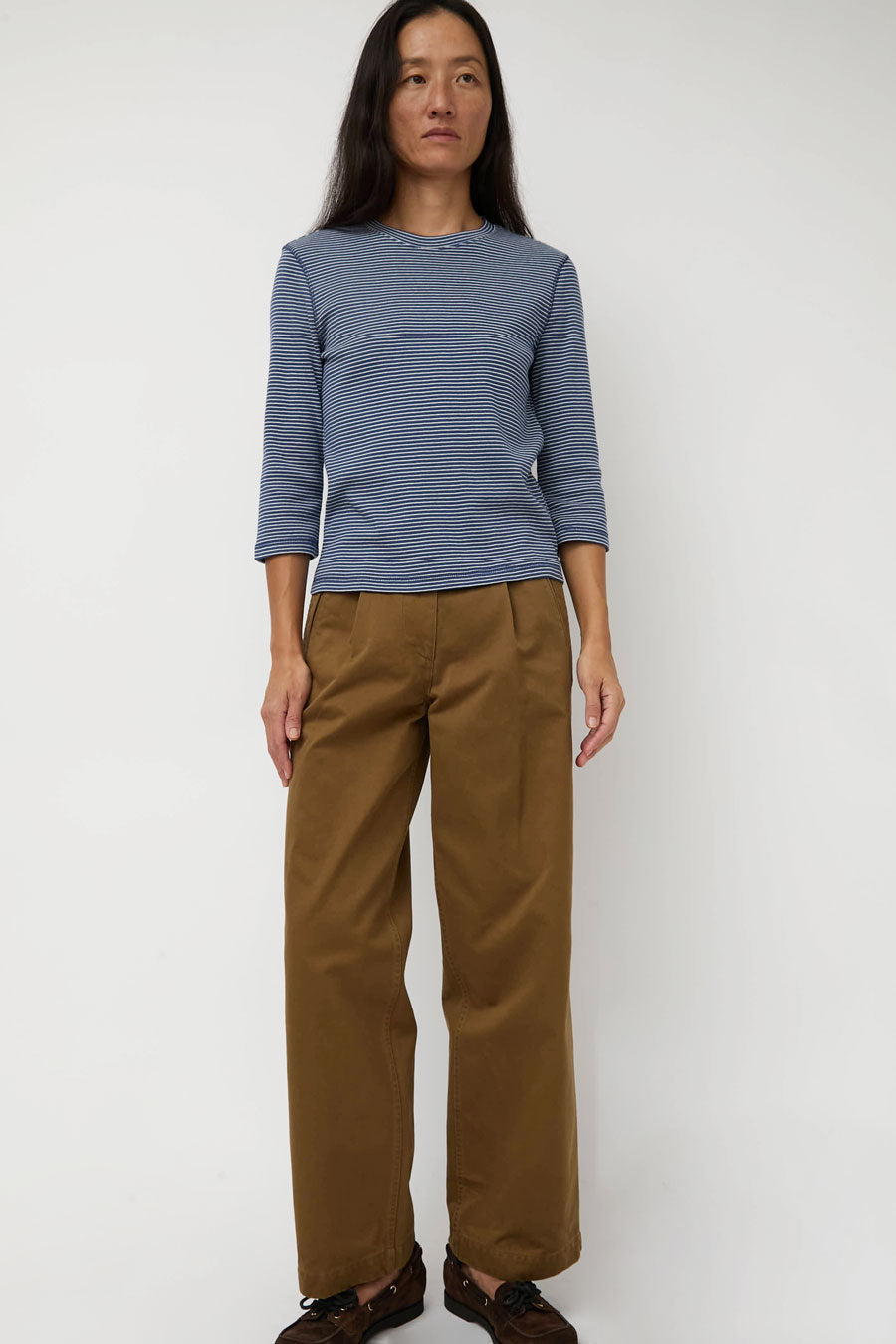 Nothing Written Gato Straight Tuck Pants in Khaki Brown