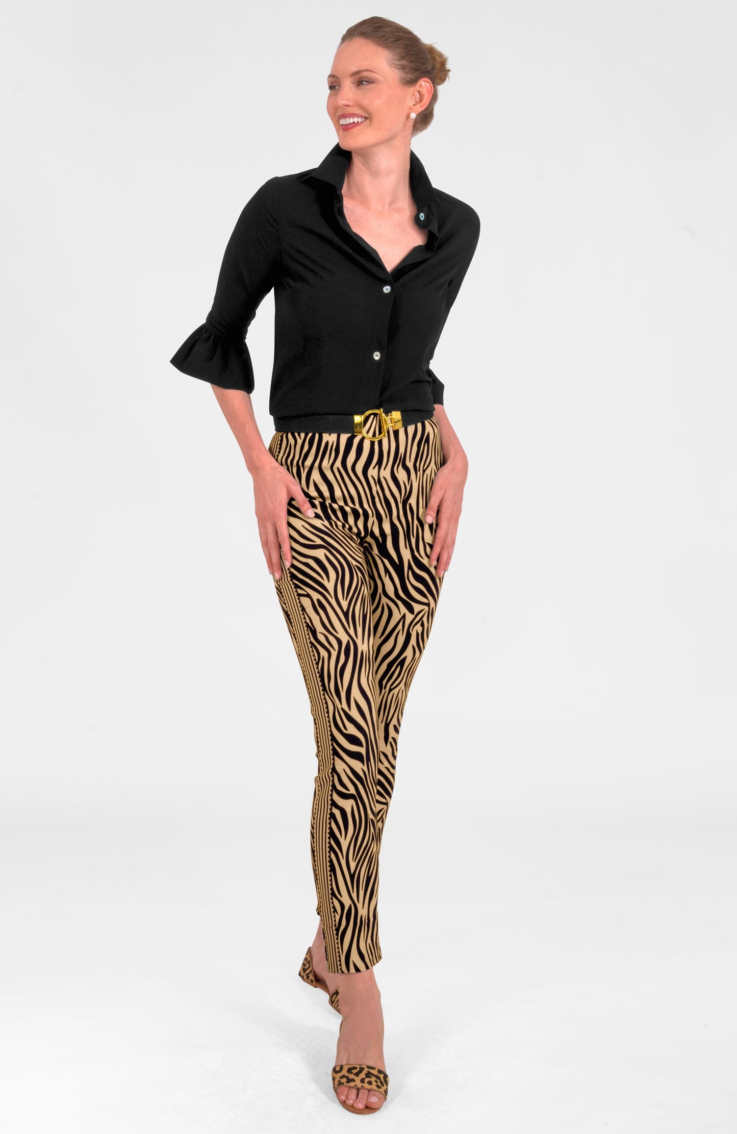 Gripeless Pull On Pants - Animal Instincts - Zebra Khaki