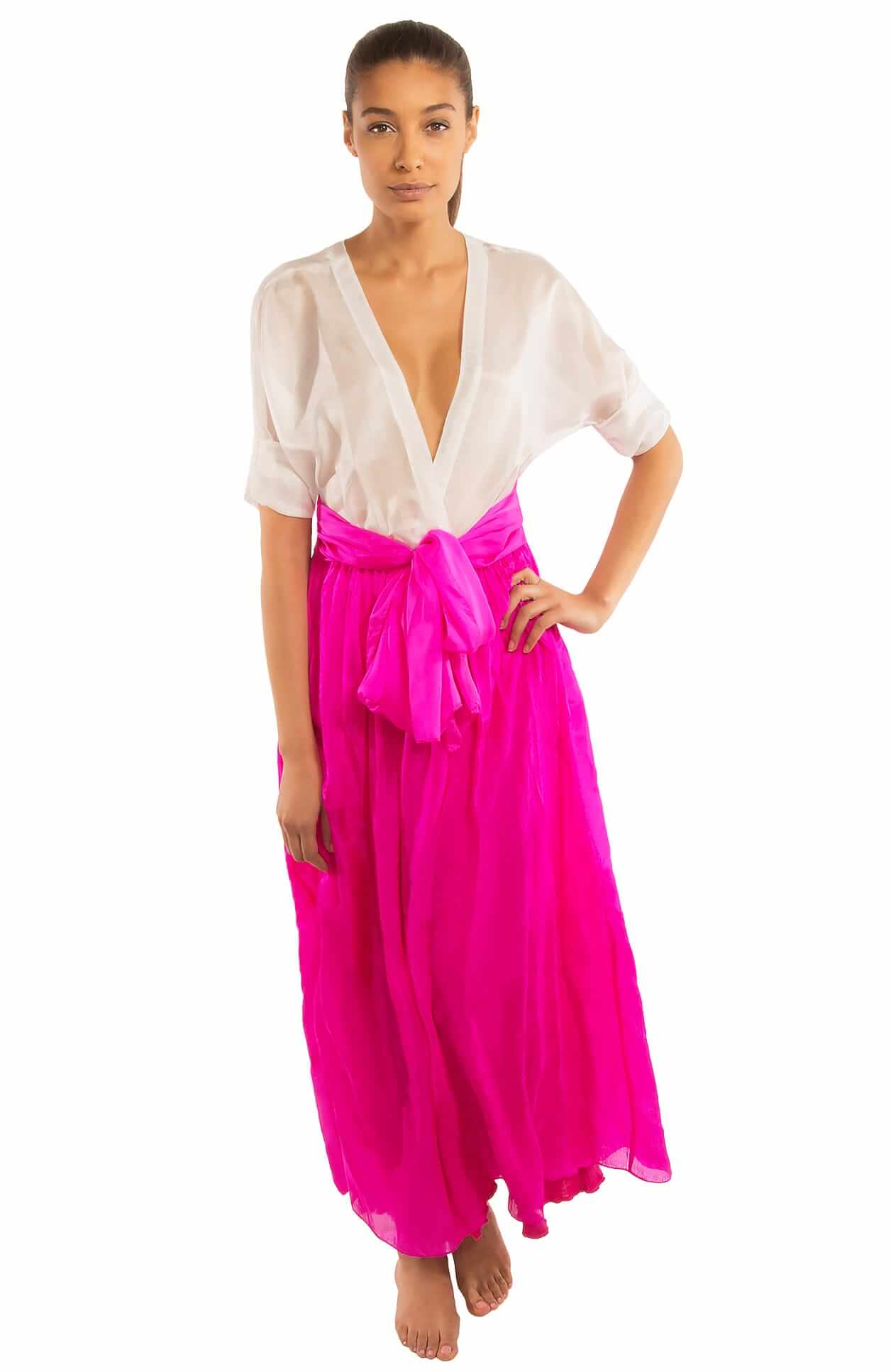 Silk Long Skirt with Sash