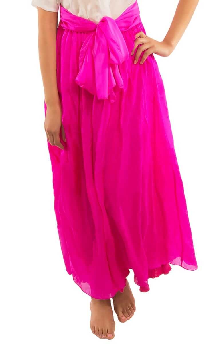 Silk Long Skirt with Sash