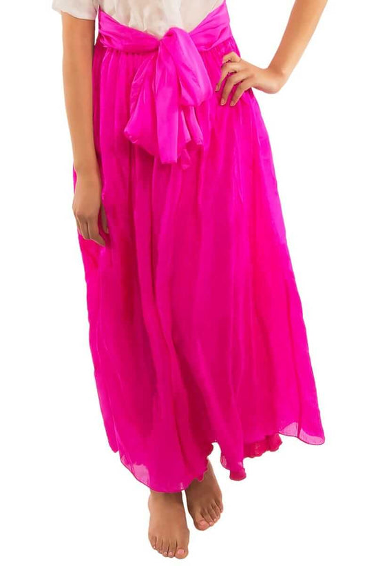 Silk Long Skirt with Sash