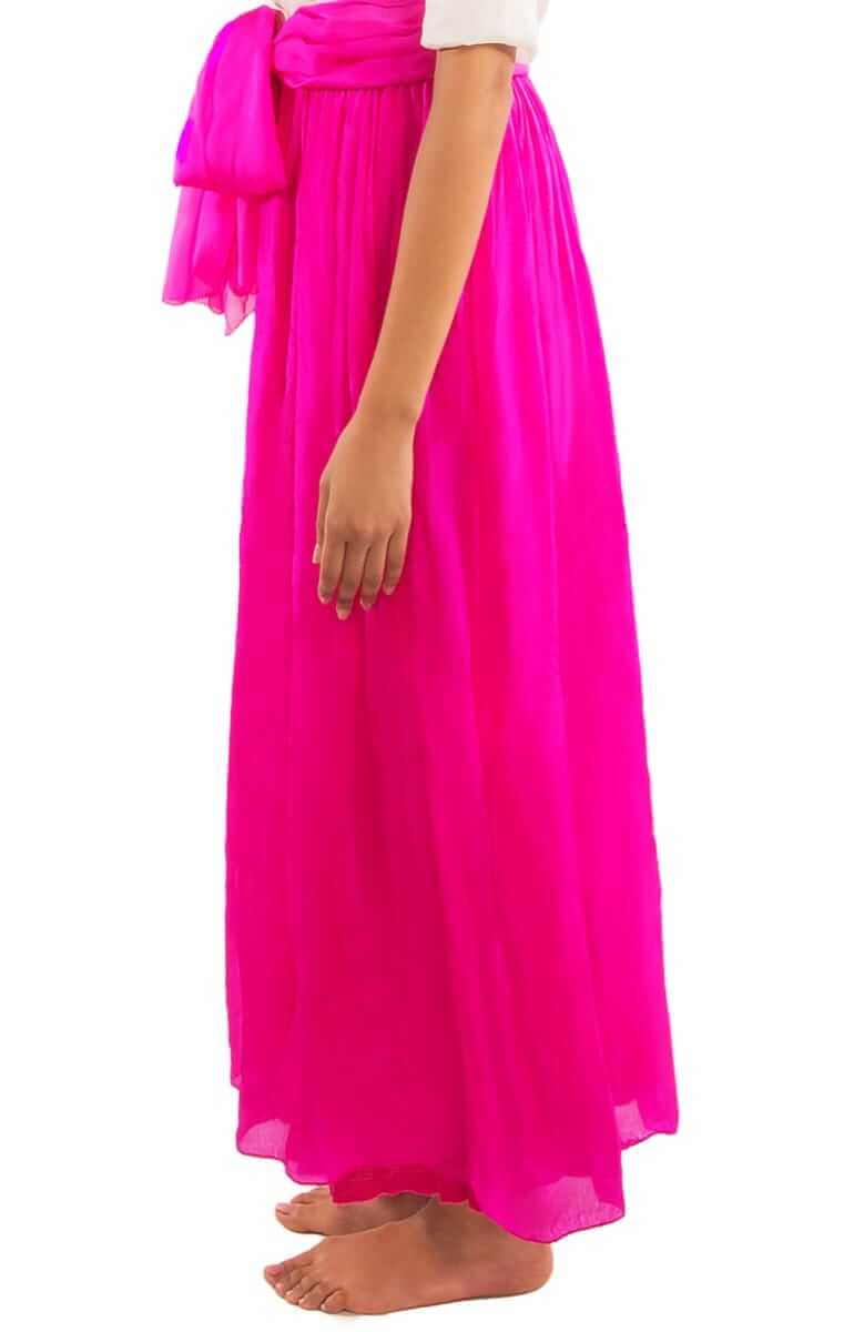 Silk Long Skirt with Sash