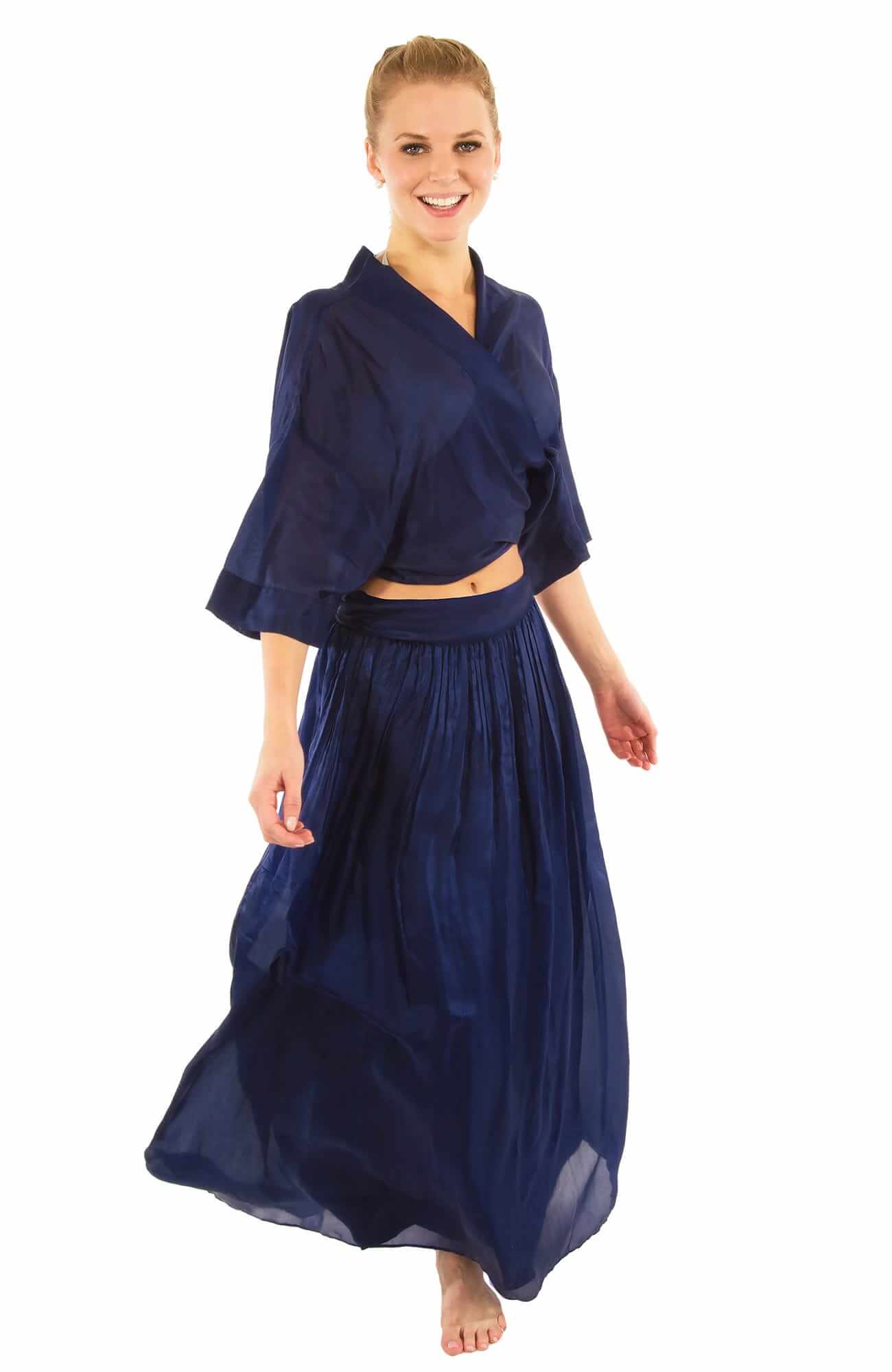 Silk Long Skirt with Sash