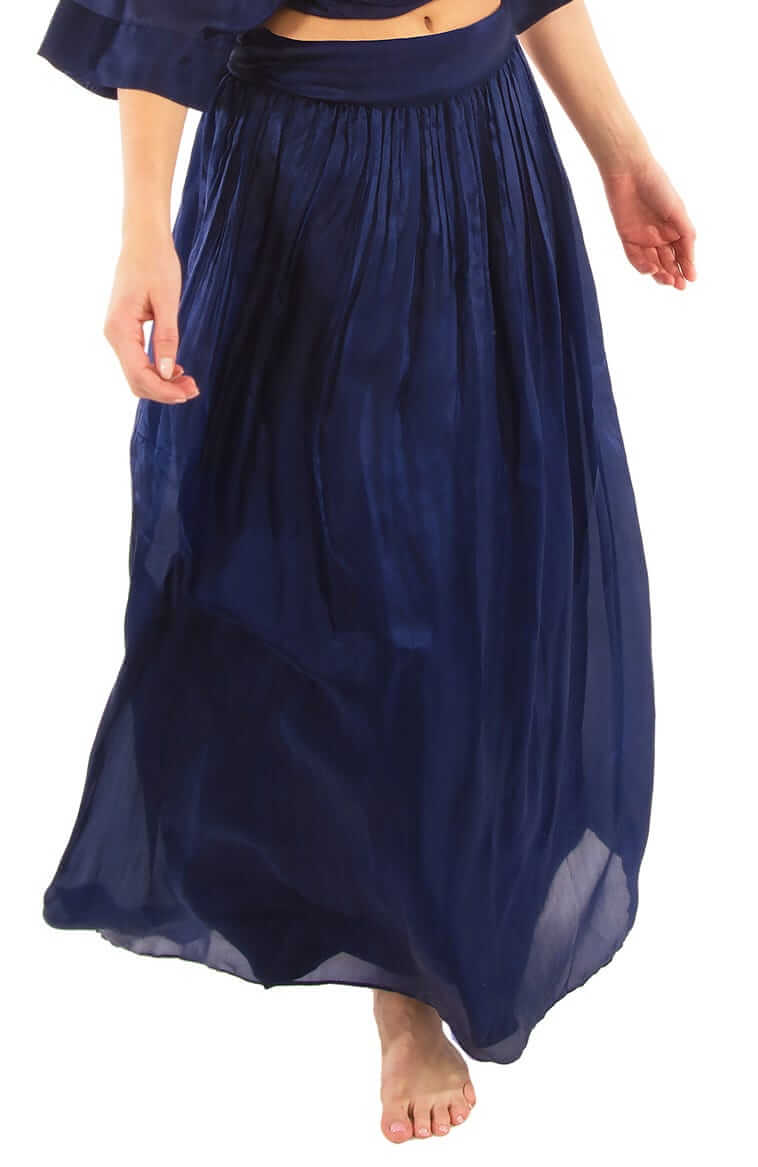 Silk Long Skirt with Sash