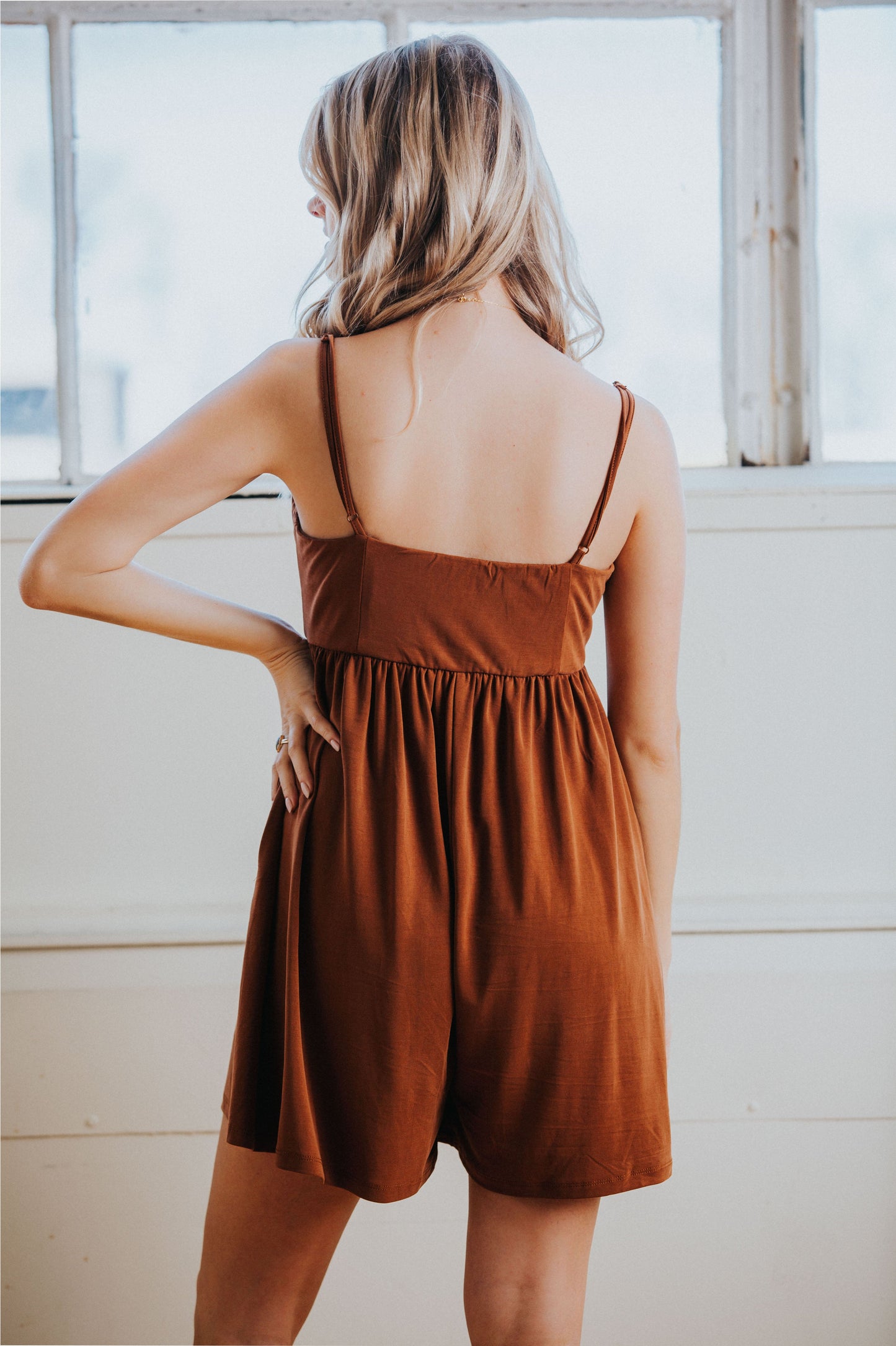 Yelena Romper in Camel
