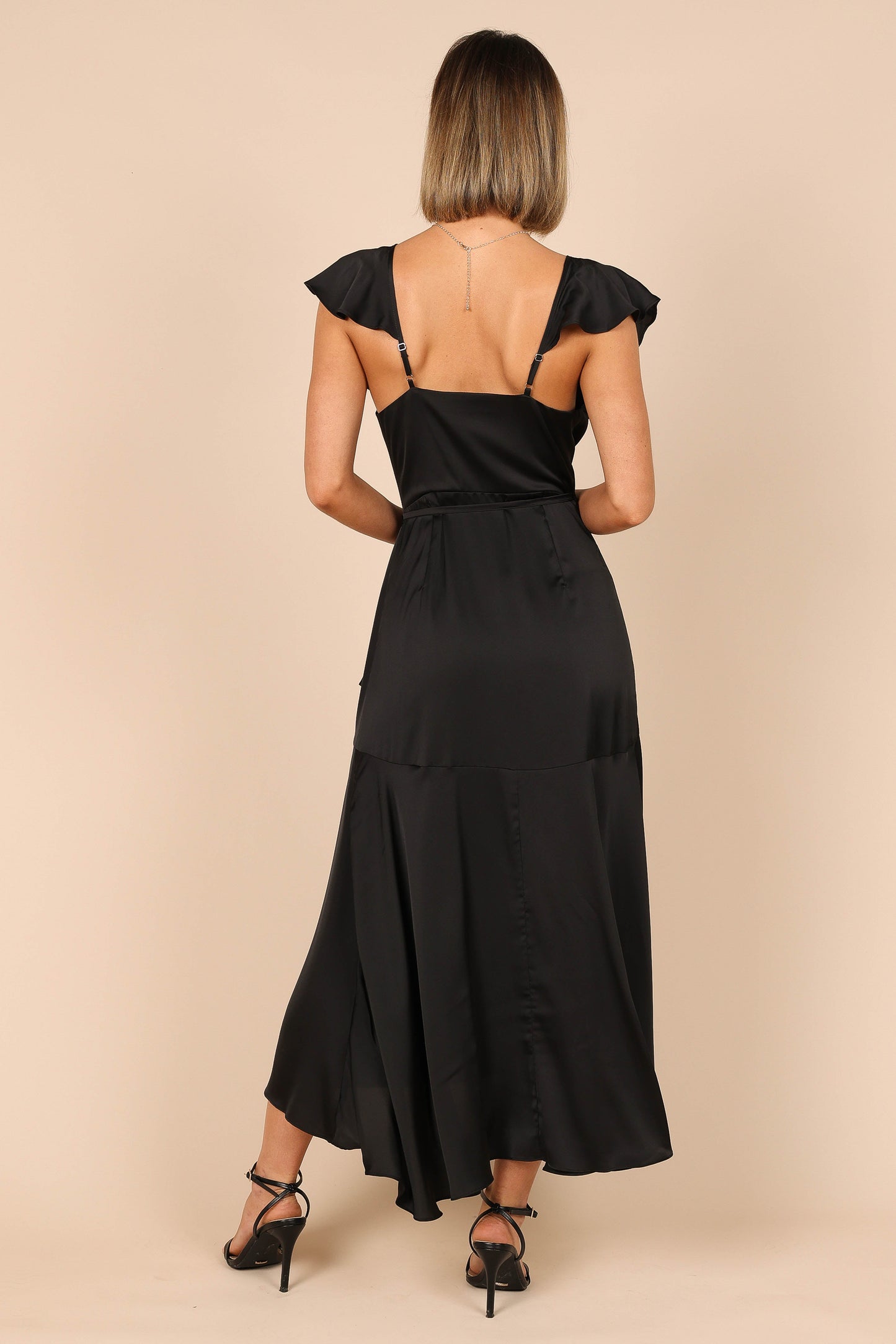 Cally Frill Shoulder Midi Dress - Black