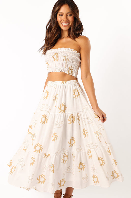 Francesca Two Piece Set - White Beige