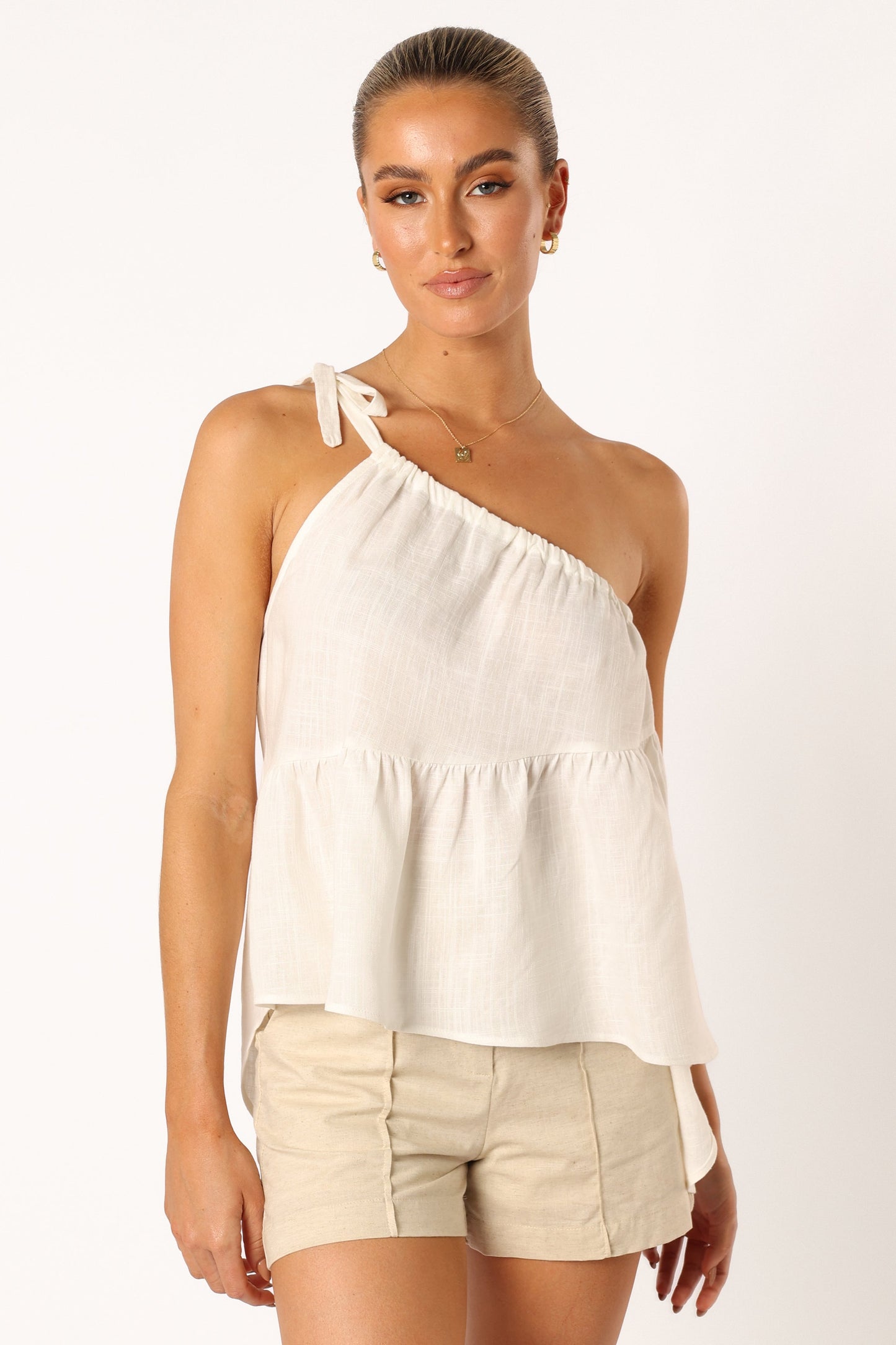 Wanda One Shoulder Top - White