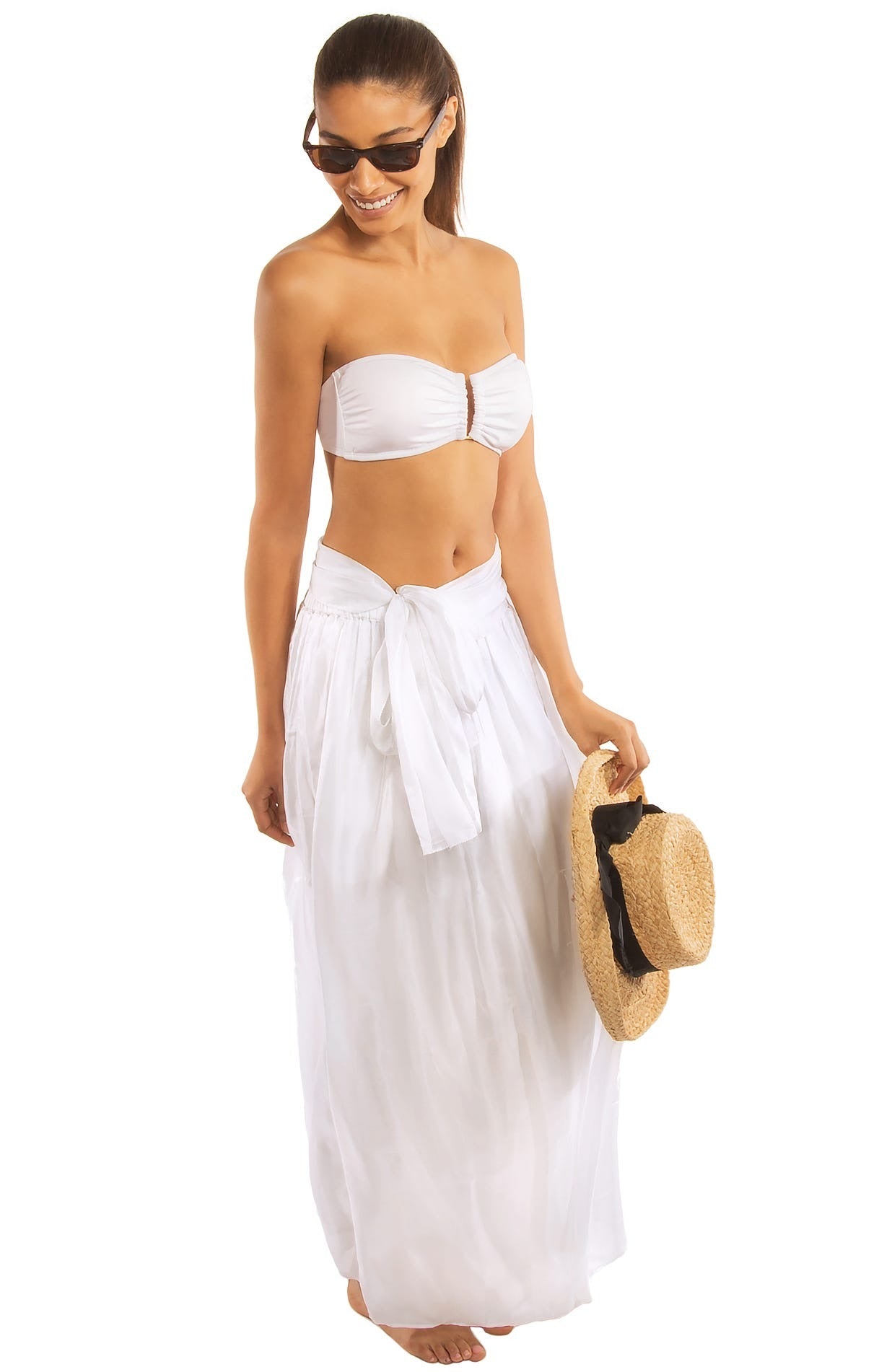 Silk Long Skirt with Sash
