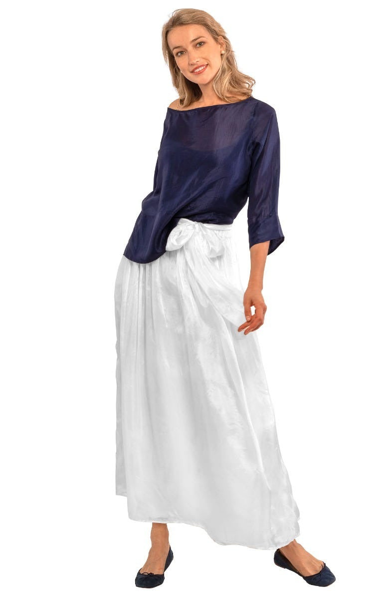Silk Long Skirt with Sash